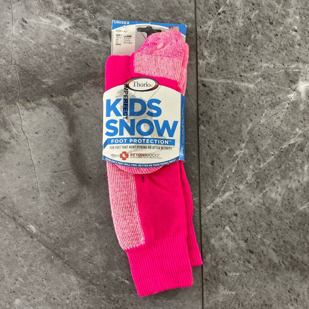 Thorlos Kids Snow Socks Size Youth 4.5 - 6 Pink Beyond Socks Unisex Over Calf
